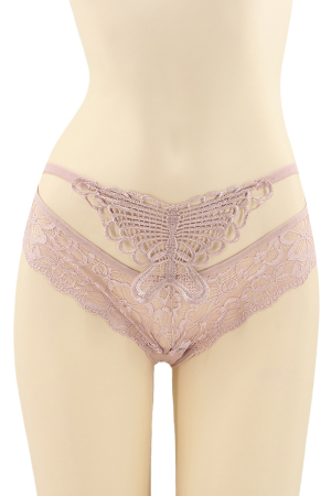Chiloți sexy - Chiloti sexy brazilieni, model cu broderie fluture DZK-X1570mov