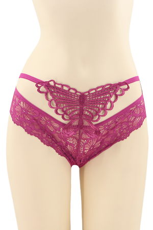 Chiloți sexy - Chiloti sexy brazilieni, model cu broderie fluture DZK-X1570roz inchis