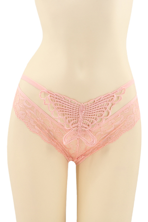 Chiloți sexy - Chiloti sexy brazilieni, model cu broderie fluture DZK-X1570roz deschis