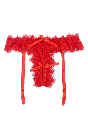 Chiloți sexy - Chiloti sexy cu dantela si portjartier DZK-611rosu