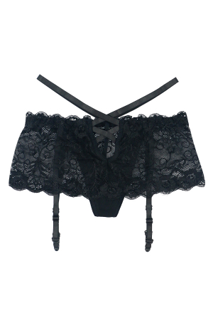 Chiloți sexy - Chiloti sexy cu dantela si portjartier DZK-675negru