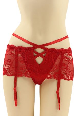 Chiloți sexy - Chiloti sexy cu dantela si portjartier DZK-675rosu