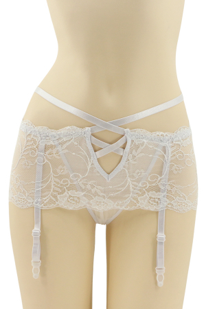 Chiloți sexy - Chiloti sexy cu dantela si portjartier DZK-675alb