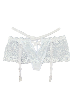 Chiloți sexy - Chiloti sexy cu dantela si portjartier DZK-675alb