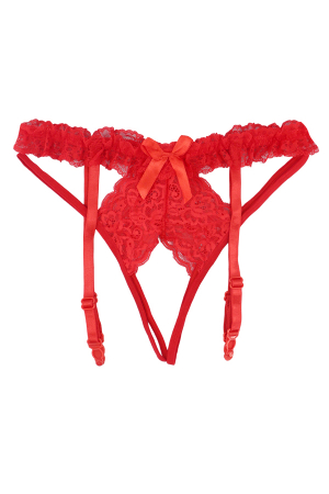 Chiloți sexy - Chiloti sexy cu dantela si portjartier DZK-9967rosu