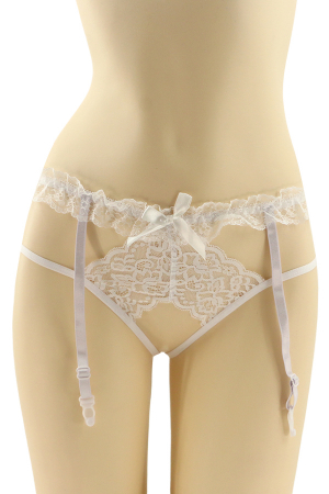 Chiloți sexy - Chiloti sexy cu dantela si portjartier DZK-9967alb