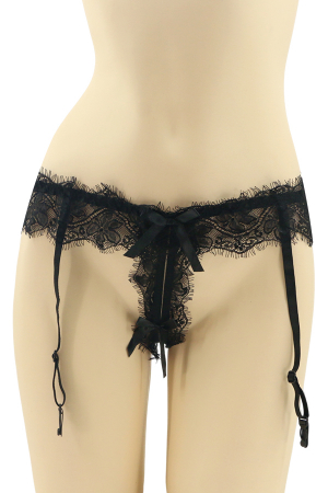 Chiloți sexy - Chiloti sexy cu dantela si portjartier DZK-611negru