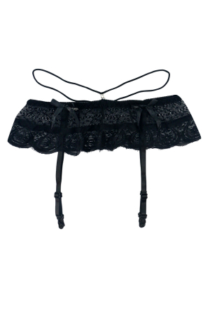 Chiloți sexy - Portjartiera cu dantela DZK-605negru