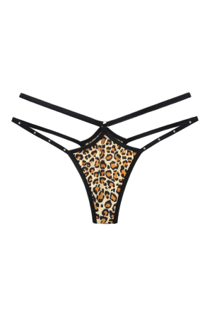 Chiloți sexy - Chiloti sexy decupati, cu print leopard si strasuri decorative LH2310negru