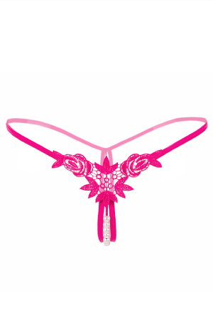 Chiloți sexy - Chiloti sexy tanga, decupati cu margele LH2145roz