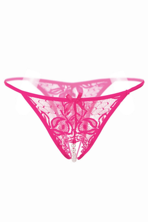 Chiloți sexy - Chiloti sexy tanga accesorizati cu margele si fundita LH2144roz inchis