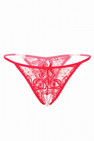 Chiloți sexy - Chiloti sexy tanga accesorizati cu margele si fundita LH2144rosu