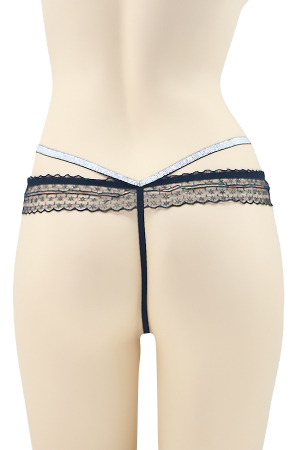 Chiloți sexy - Chiloti sexy tanga cu benzi sclipitoare DZK-2204negru