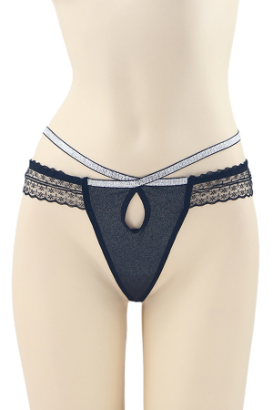 Chiloți sexy - Chiloti sexy tanga cu benzi sclipitoare DZK-2204negru