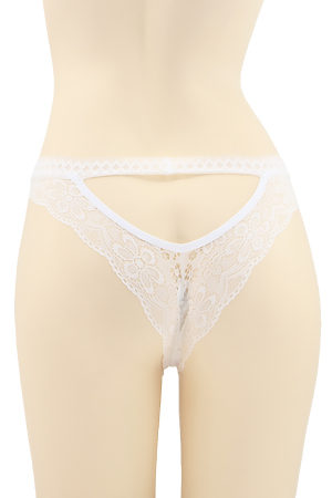 Chiloți sexy - Chiloti sexy brazilieni cu dantela si decupaj in zona feselor DZK-2401alb