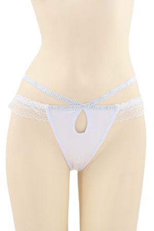 Chiloți sexy - Chiloti sexy tanga cu benzi sclipitoare DZK-2204alb