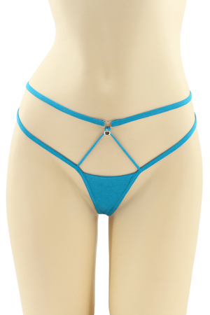 Chiloți sexy - Chiloti sexy tanga cu decupaje si broderie la spate MG-DG20045turcoaz
