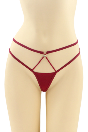 Chiloți sexy - Chiloti sexy tanga cu decupaje si broderie la spate MG-DG20045visiniu
