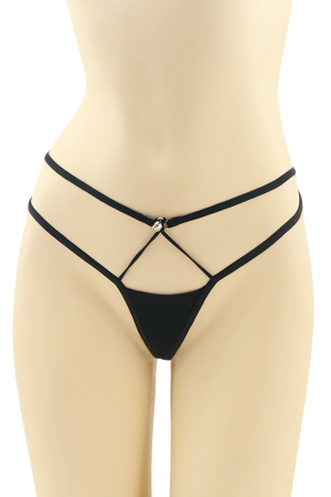 Chiloți sexy - Chiloti sexy tanga cu decupaje si broderie la spate MG-DG20045negru