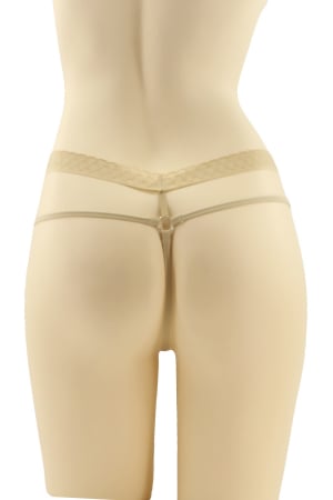 Chiloți sexy - Chiloti sexy tanga cu decupaje si perle MG-DG20065bej