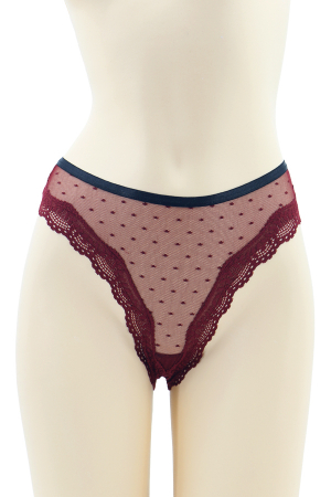 Chiloți sexy - Chiloti sexy tanga cu insertii dantela si decupaje la spate MFF231rosu