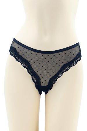 Chiloți sexy - Chiloti sexy tanga cu insertii dantela si decupaje la spate MFF231negru