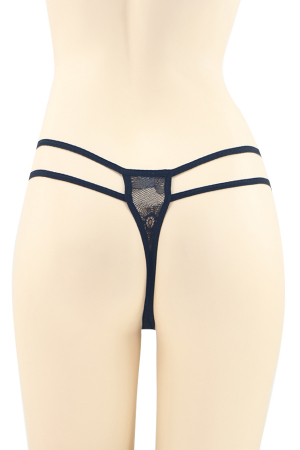 Chiloți sexy - Chiloti sexy tanga cu insertii dantela si strasuri decorative DZK-2162negru