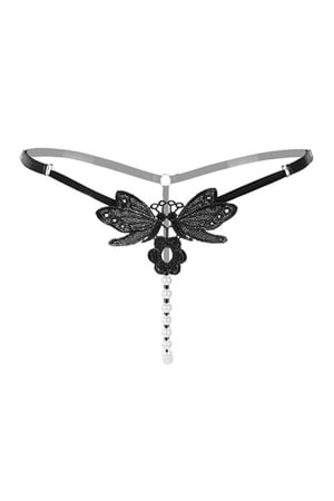 Chiloți sexy - Chiloti sexy tanga decupati, accesorizati cu margele LH2146