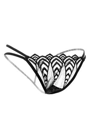 Damă - Chiloti sexy tanga decupati cu accente de dantela LH2245negru