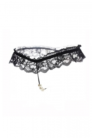 Chiloți sexy - Chiloti sexy tanga decupati, accesorizati cu perle YML-3008