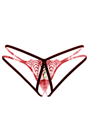 Chiloți sexy - Chiloti sexy tanga decupati cu accente de dantela LH2245visiniu