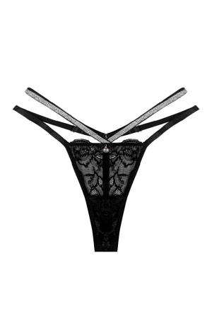 Damă - Chiloti sexy tanga cu dantela, efect sclipitor H0015