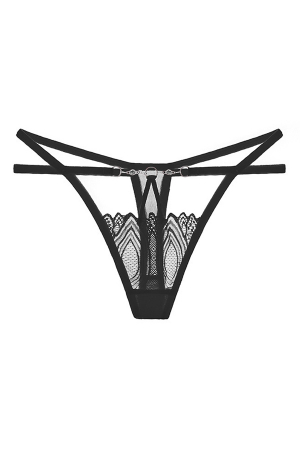 Chiloți sexy - Chiloti sexy tanga decupati, cu broderie si aplicatii metalice LH2207negru