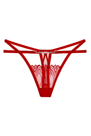 Chiloți sexy - Chiloti sexy tanga decupati, cu broderie si aplicatii metalice LH2207rosu