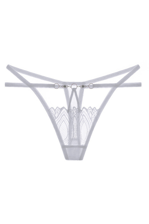 Chiloți sexy - Chiloti sexy tanga decupati, cu broderie si aplicatii metalice LH2207alb