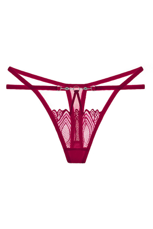 Chiloți sexy - Chiloti sexy tanga decupati, cu broderie si aplicatii metalice LH2207visiniu