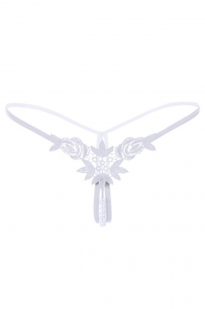 Chiloți sexy - Chiloti sexy tanga, decupati cu margele LH2145alb