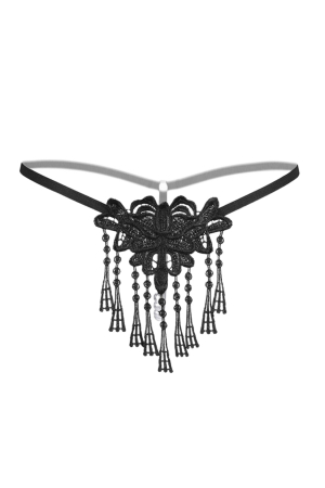 Chiloți sexy - Chiloti sexy tanga, decupati cu margele LH2185negru