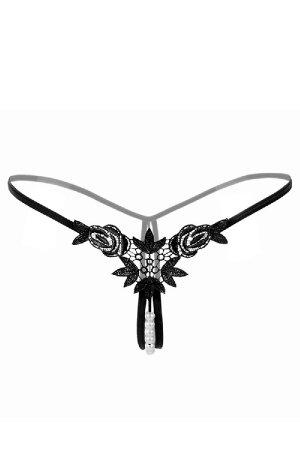 Chiloți sexy - Chiloti sexy tanga, decupati cu margele LH2145negru