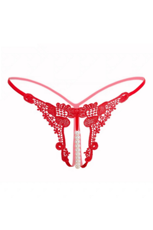 Chiloți sexy - Chiloti sexy tanga, decupati cu margele  LH2200rosu