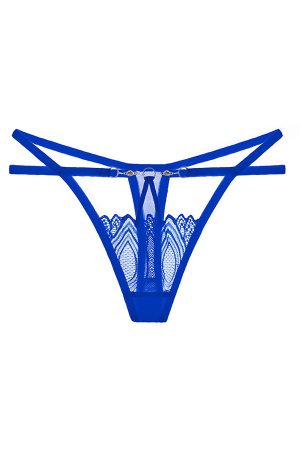 Chiloți sexy - Chiloti sexy tanga decupati, cu broderie si aplicatii metalice LH2207albastru