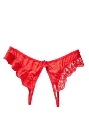Chiloți sexy - Chiloti sexy tanga decupati model cu broderie LH2221rosu
