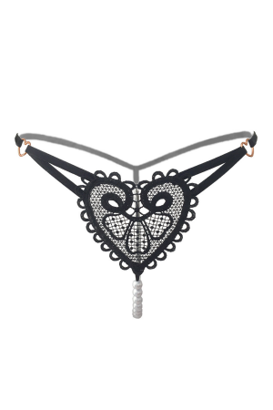 Damă - Chiloti sexy tanga decupati model cu broderie si margele LH2253negru
