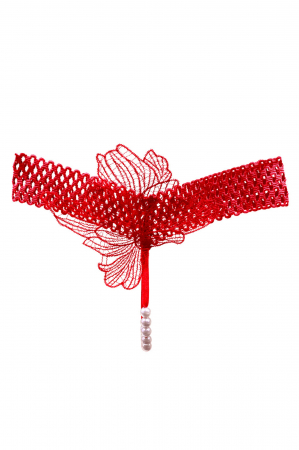 Chiloți sexy - Chiloti sexy tanga decupati, model cu broderie si perle LH2287rosu
