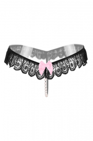Chiloți sexy - Chiloti sexy tanga decupati, accesorizati cu perle si funda decorativa LH2165