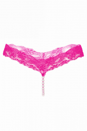 Chiloți sexy - Chiloti sexy tanga din dantela accesorizati cu margele LH2142fucsia