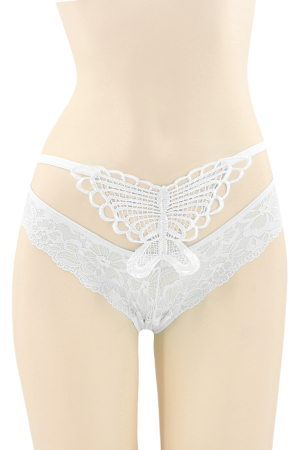 Chiloți sexy - Chiloti sexy brazilieni, model cu broderie fluture DZK-X1570alb