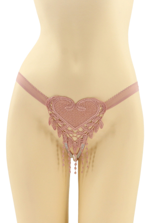 Chiloți sexy - Chiloti sexy tanga, model cu broderie in fata si perle MG-HY019mov