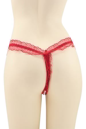 Chiloți sexy - Chiloti sexy tanga, model cu decupaj inghinal si perle DZK-2163rosu