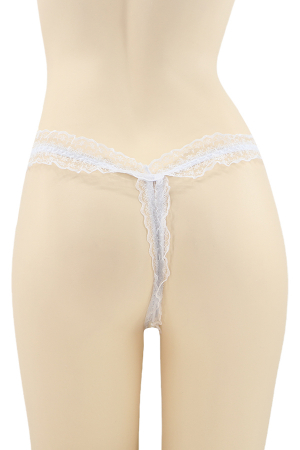 Chiloți sexy - Chiloti sexy tanga, model cu decupaj inghinal si perle DZK-2163alb